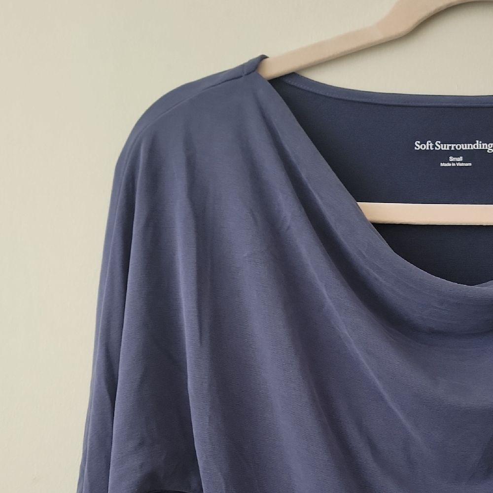 Soft Surroundings Drape Neck Long Sleeve Tee Blue Size S - Picture 6 of 13